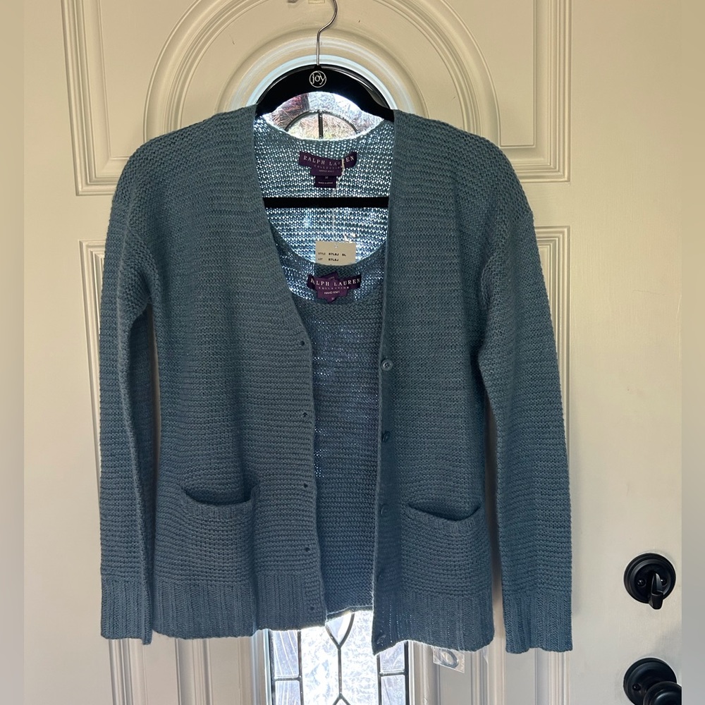 Ralph Lauren Hand Knit Two Piece Blue Sweater with Top